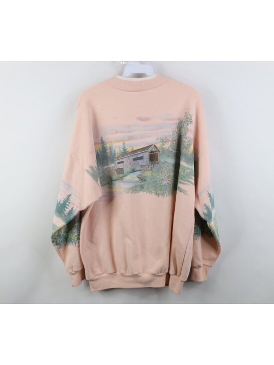 Vintage 90s Streetwear Womens Large Branson All Over Print Flower Sweatshirt USA - Picture 12 of 14